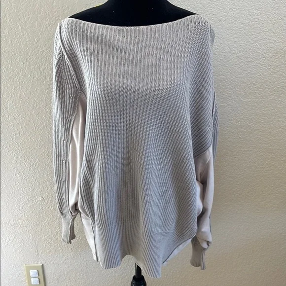 Free People City Of Stars Boat Neck Knit Peep Shoulder Sweater - Picture 2 of 8